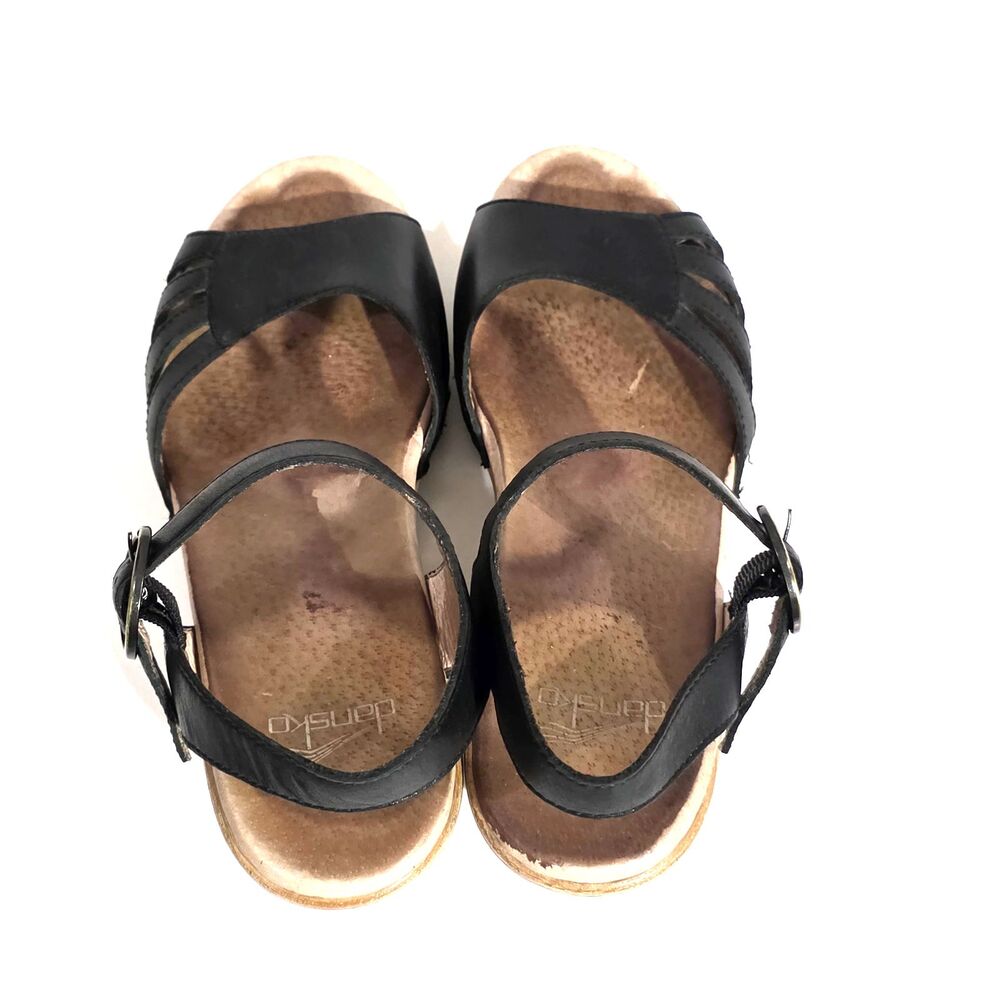 Dansko Wedge Ankle Straps Sandals Black Sz Eu 38 USA 8 - Picture 6 of 12